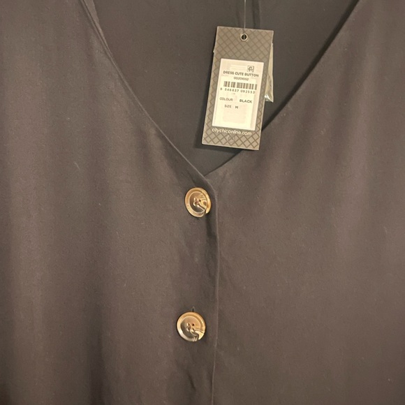 Black Button down City Chic Dress - Picture 3 of 7